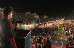 Imran Khan addressing PTI rally